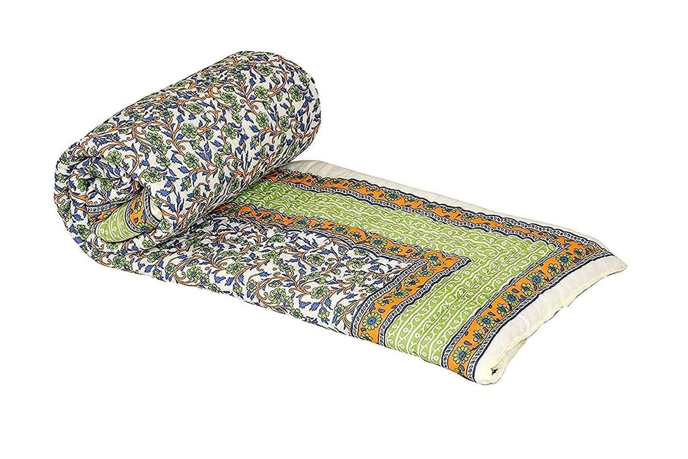 LOARSHY Pure Cotton Floral Net Printed Quilt Lightweight and Warm Jaipuri Rajasthani Single Bed Razai Soft Razai for Winters Beautiful Gift Item