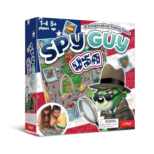 Trefl Spy Guy USA Cooperative Detective Game Family Board Game Huge Cartoon Board US Monuments and Symbols for Adults and Children Aged 5 and Over
