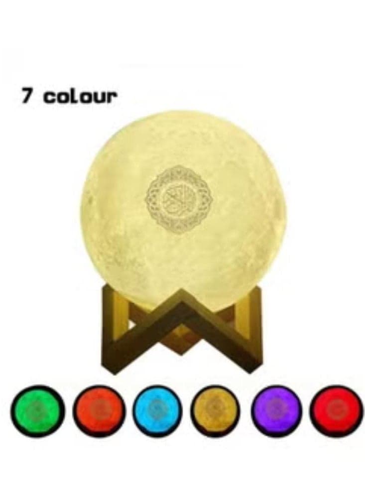 Moon Lamp Quran Speaker with 7-Color LED, Portable Speaker with App Control, Bluetooth Speaker with Remote Quran Recitations - Eid Mubarak and Hajj Gift