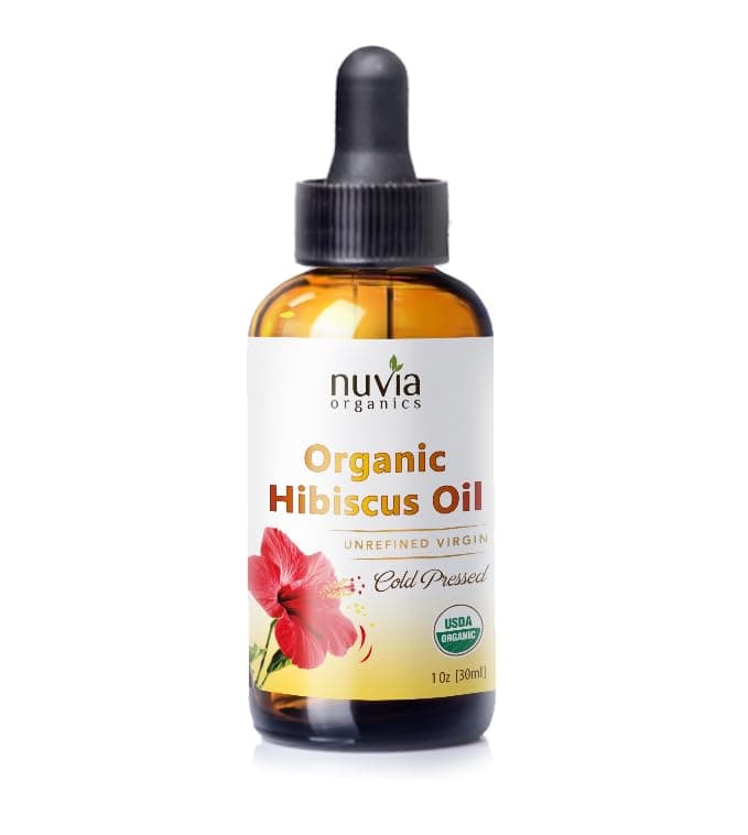 Nuvia Organics Hibiscus Oil USDA Certified Unrefined Virgin Cold Pressed from Hibiscus Seeds Use as a Moisturizer Carrier Oil DIY Products 1oz