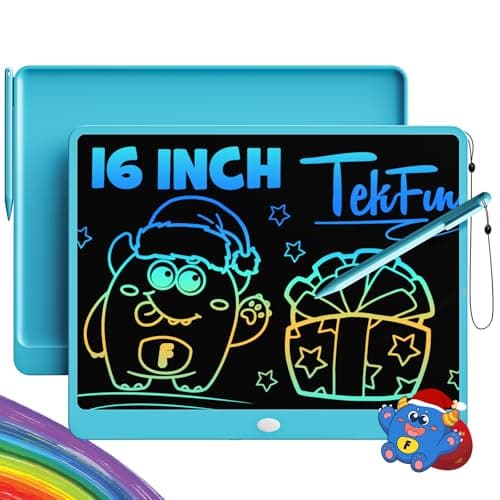 TEKFUN LCD Writing Tablet for Adults Large Doodle Board 16 Inch Colorful Drawing Tablet Writing Pad Toddler Toys for 3 4 5 6 7 8 9 Year Old Girls Boys Teen Birthday Gifts for Kids Blue