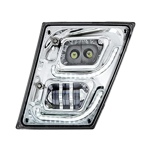 United Pacific 32594 Fog Light Chrome High Power LED Driver Side with LED DRL Position Light for 20032017 Volvo VNVNL