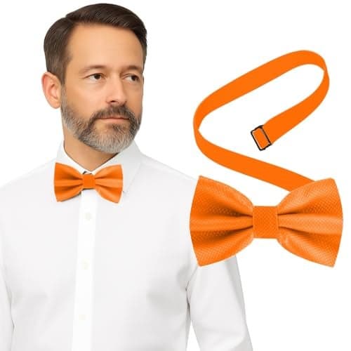 Bow Tie for Men Polyester Solid Pretied Bowties Adjustable Tuxedos Bowtie for Weddings & Groom’s Gift – Bow Ties for Women (1, Orange)