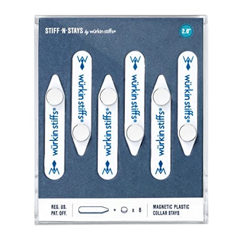 Würkin Stiffs Stiff-N-Stay Magnetic Collar Stays for Men - 2.0" Plastic Power Stays, 3 Pair Set with Case - Adjustable & Durable Shirt Collar Straighteners - As Seen on Shark Tank