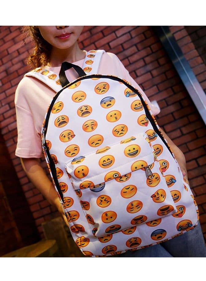 Funny Desin School Bag Cute Emoji Backpack For Student Teens