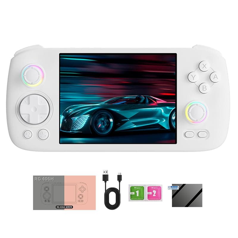RG 406H Retro Handheld Game Console 4 IPS Screen Android 13 System Builtin 128G Storage with 4783 Preinstalled Games RG406H Portable Gaming Console RG406H Supports 5G WiFi Bluetooth HDMI White