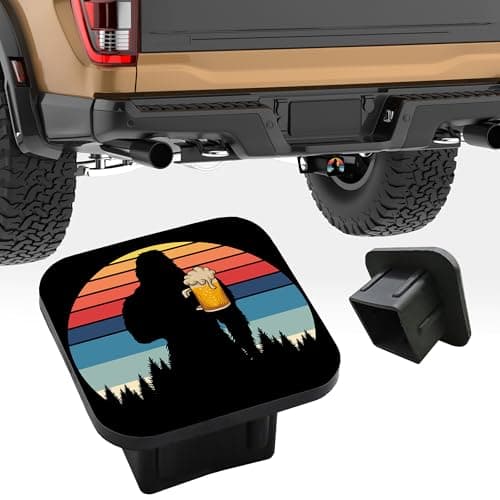 Trailer Hitch Cover Sasquatch and Beer Square 2 Inch Receiver Tube Plug Cover Compatible with Most Models Hitch Receivers Plug for Pickups Trucks Cars Suvs