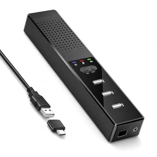 Cykvis 3 in 1 USB Computer Speaker with Microphone, PC Laptop Desktop Conference Speaker with Mic for Smart Home Office and Online Study,360 Degree Enhanced