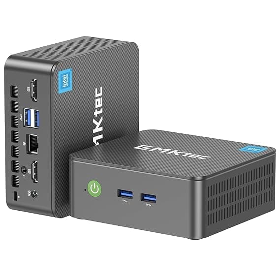 GMKtec Mini PC, Intel Twin Lake N150 (Upgraded N100), 8GB DDR4 RAM 256GB PCIe M.2 SSD, Desktop Computer 4K Dual HDMI/USB3.2/WiFi 6/BT5.2/2.5GbE RJ45 for Office, Business