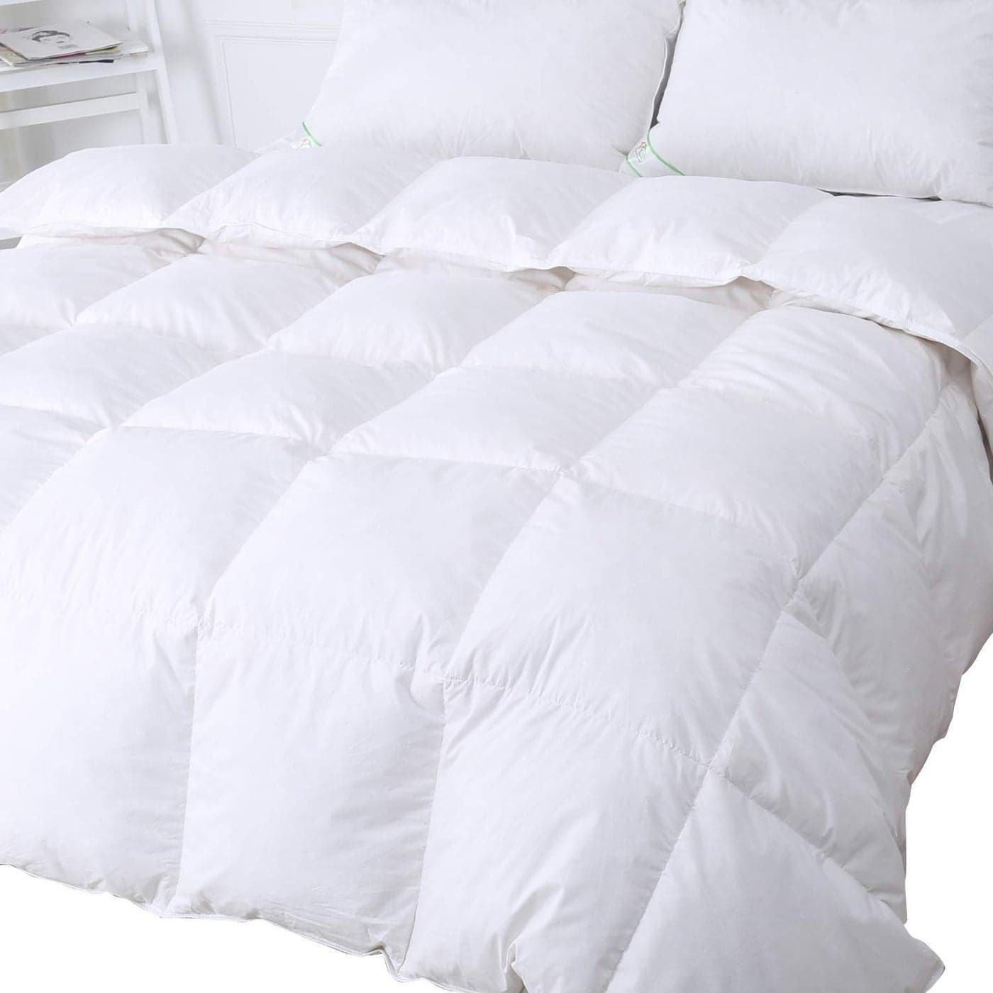 King Size 135 Tog 50 White Goose Feather 50 Down Duvet 300T 100 Cotton Anti Dust Mite Down Proof Fabric Anti Allergen Luxury Winter Quilt