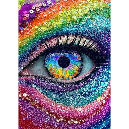 Impossible Puzzle for Adults 1000 Pieces Diamond Eye Abstract Art Puzzle Colorful Rainbow Crystal Hard Challenge Jigsaw Puzzle