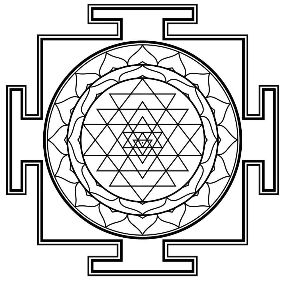5 Ace White and Black Yantra Religious Sticker Paper Poster (Multicolor, 12x18 inch)