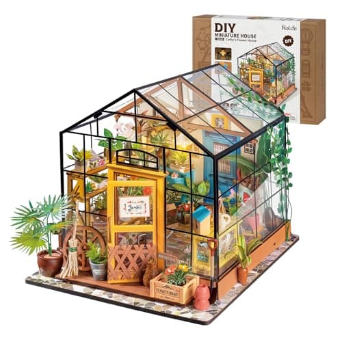 Rolife DIY Miniature Dollhouse KitGreen House with Furniture and LEDWooden Dollhouse KitBest Birthday and Valentines Day Gift for Women and Girls