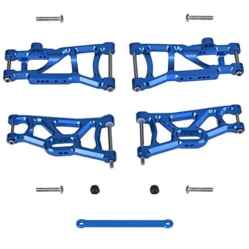Globact 4Pack Aluminum Alloy Front Rear Suspension AArms and Tie Bar Upgrade Parts for Traxxas Slash 2WD F150 110 RC Car Replacement of 2555 3631 2532 Blue