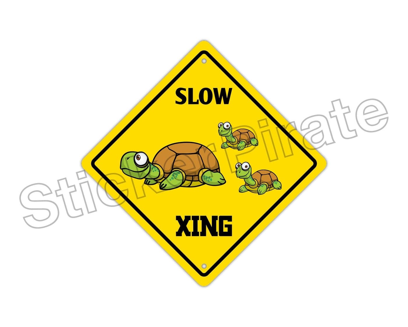 StickerPirate Slow Turtle Crossing Funny Metal Novelty Sign Aluminum