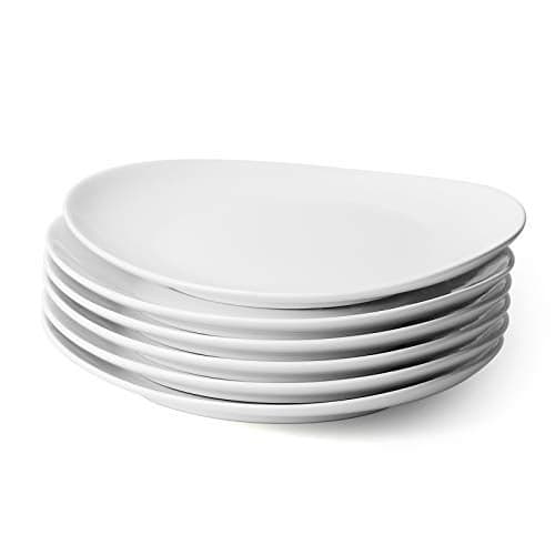 Sweese Porcelain 11 Inch Dinner Plates Set of 6 - White Dinner Plates - Dishwasher, Microwave, Oven Safe, Scratch Resistant