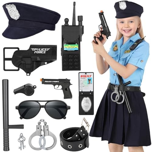 Luucio Girls Police Officer Costume Kids Police Halloween Role Play Kit