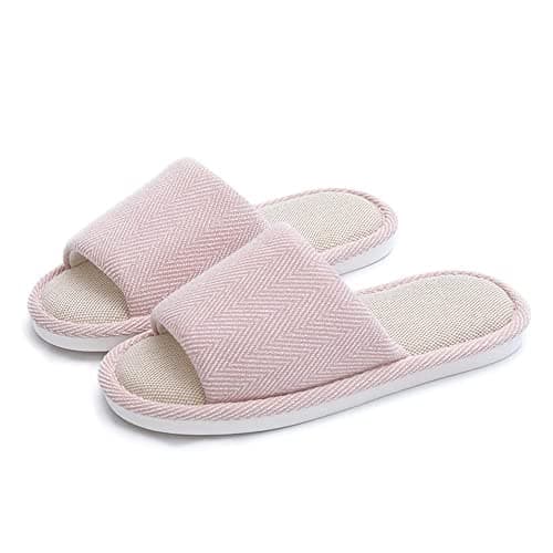 AioTio Fabric Slippers - Indoor/Outdoor, Non-Slip, Four Seasons, Soft Bottom, Couple Slippers - Men & Women (Pink 5-6 Women/3-4 Men)