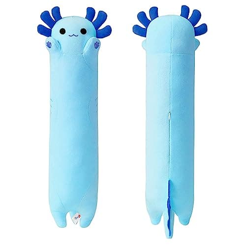 PEACH CAT Blue Long Axolotl Plush Pillow Toy Cute Axolotl Stuffed Animal for Girls and Boys 196