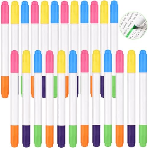 Outus 24 Pcs Neon Markers for Light up LED Note Board Dual Sided Neon Pens for Kids with Colors Dry Erase Markers for Create Doodle Write Draw Art Crafts Office Home School Classroom Supplies