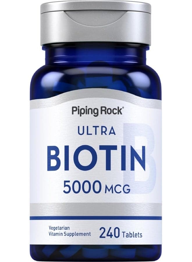 Biotin 5000Mcg Tablets | 240 Pills | Ultra Vitamin Supplement For Women And Men | Vegetarian, Non-Gmo, Gluten Free