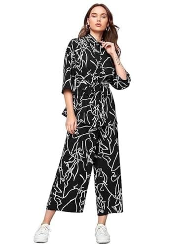 DHRUVI Trendz Womens Rayon Co-Ord Set Regular Fit Night Dress (DT-W1695&TR791_Black_XS)