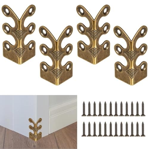 Baseboard Corner Protectors4 Pcs Vintage Metal Skirting Board Corner Protectors for File BoxesBookshelvesWooden CasesJewel Cases Decorative Bronze