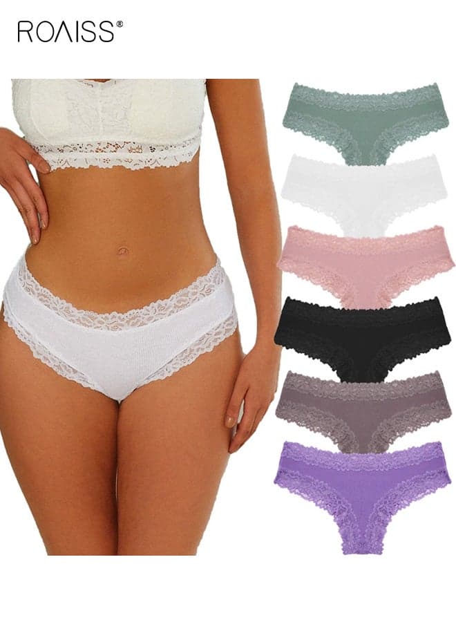 Women's Pack of 6 Cotton Underwear Women's Underpants Women Brazilian Briefs Cotton Lace Briefs Soft Hipster Sexy Panties Underwear Women Underwear Soft Underwear Multipack