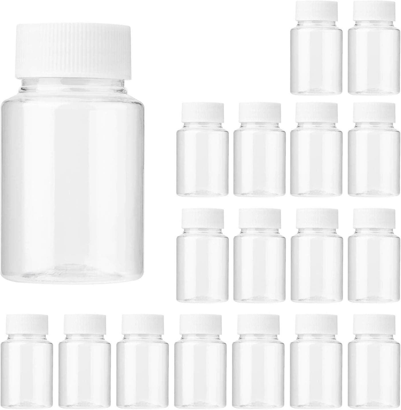 Lamoutor 30Pcs Clear Pill Bottle Plastic Medicine Bottle Empty Reagent Bottle Chemical Containers with Caps for Liquid Solid Powder Medicine 30ML