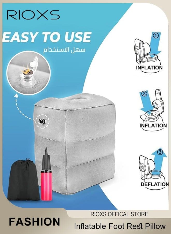 Inflatable Travel Foot Rest Pillow, Kids/Adults Airplane Bed Adjustable Height Leg Pillow, Adjustable Height Cushions For Kids to Sleep While Traveling, Foot Rest Pillow For Office Home and Any Travel