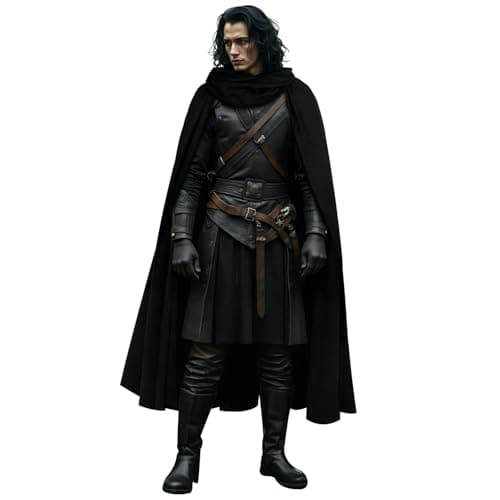 L'VOW Medieval Black Cloak with Hood Renaissance Hooded Cape - Women Men Halloween Assassin Creed Ninjia Cosplay Costume