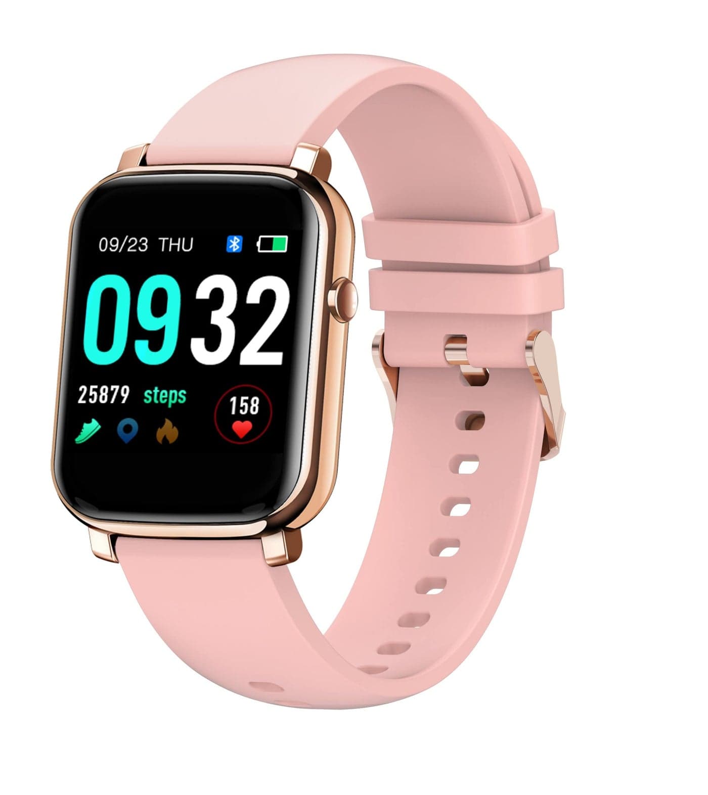 French Connection F1 (Color : Pink ) Touch screen Unisex Metal case Smartwatch with Heart rate & Blood pressure monitoring,upto 14 days active battery life and Silicone strap (F1-C)