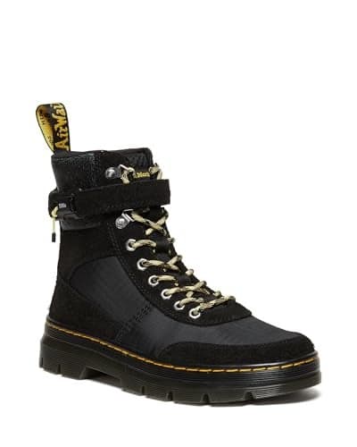 Dr. Martens Unisex Combs Tech Casual Boot, Black Napped Suede, 15 US Women / 14 US Men