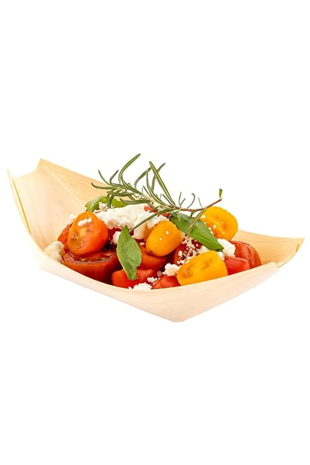 Adaamya® - Disposable Pinewood Serving Boat Trays Snacks Plate Set (3.25 X 7 Inch (Medium), 50)