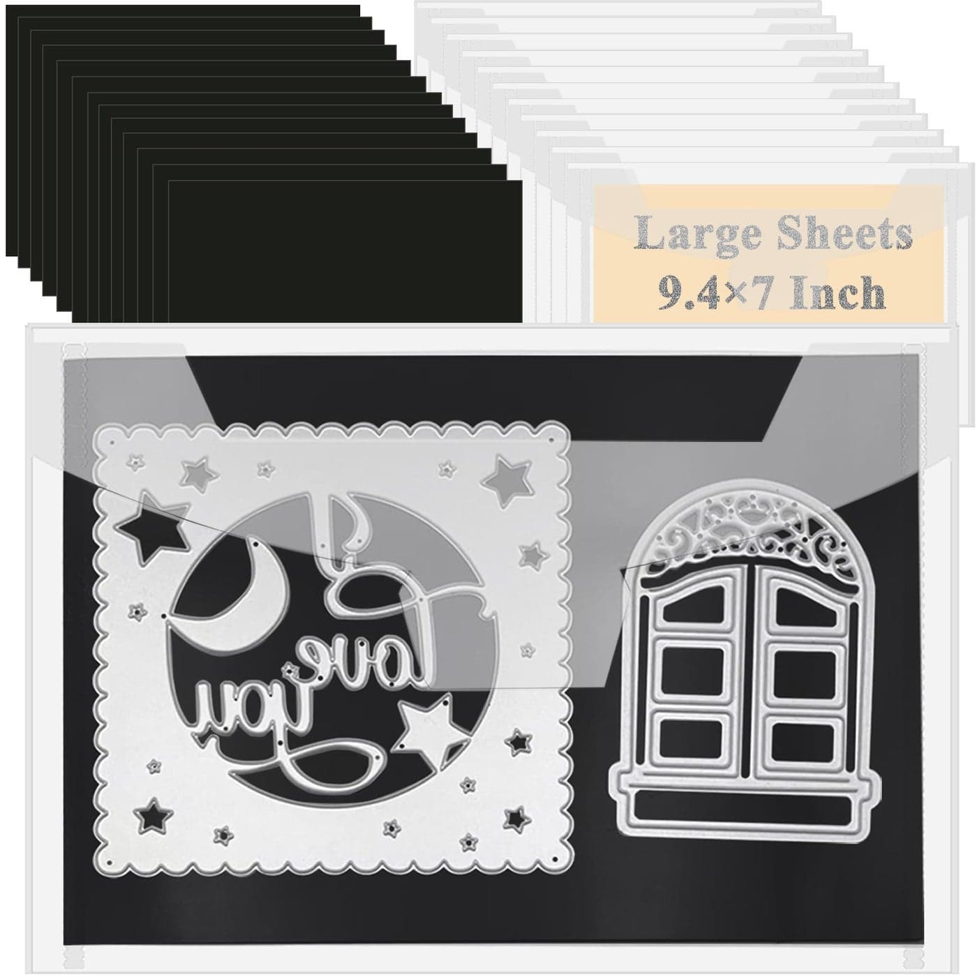 20 PCS 94 x 7 Inch Large Die Cut Storage Envelopes with 07 mm Thick Magnetic Sheets for Die Storage Clear Die Storage Pockets and Magnet