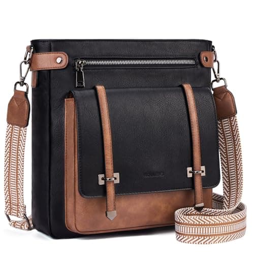 Roulens Crossbody Bags for Women,Multi Pocket Crossbody Purses Vegan Leather Shoulder Handbags Travel Purse Adjustable Strap