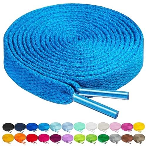 Birch Shoelaces in 27 Colors Flat 5/16" Shoe Laces in 4 Different Lengths (37" (94cm), Azure)