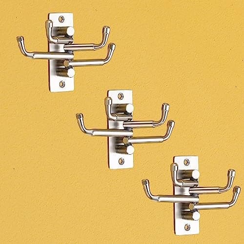 iSTAR Flexible 4 Pin Stainless Steel Hooks Bathroom Cloth Hanger Wall Hook Door Robe Hooks for Hanging Keys,Clothes,Towel Steel Hook (Pack of 3)