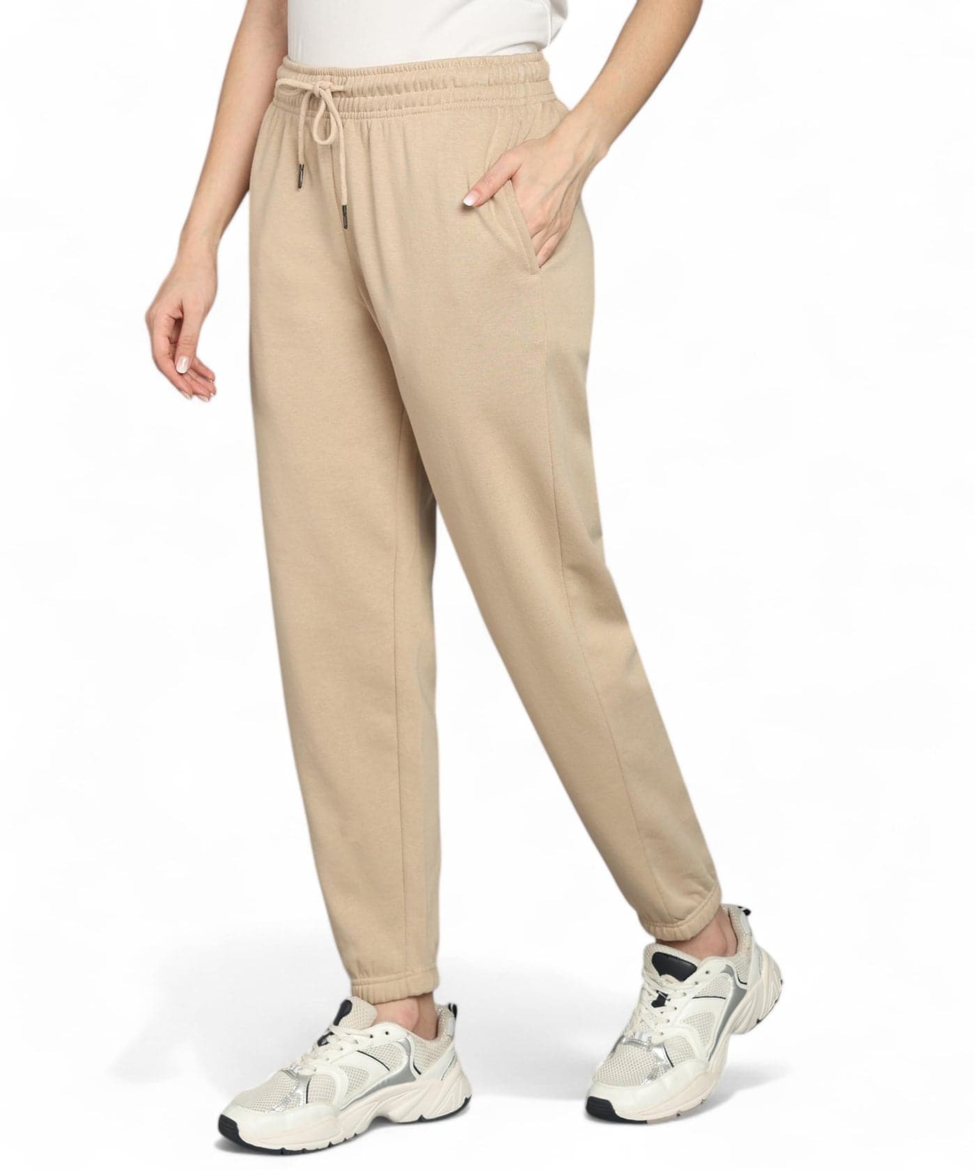 Alan Jones Clothing Women Mid Rise Regular Fit Fleece Joggers Trackpant | Winter Lounge Wear (Tan_L)