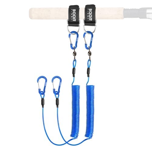 Booms Fishing T02 Fishing Pole Tether - 5.9" Belt & Kayak Leash - Heavy Duty Lanyard for Fishing Tools & Paddles - Blue (2pcs)