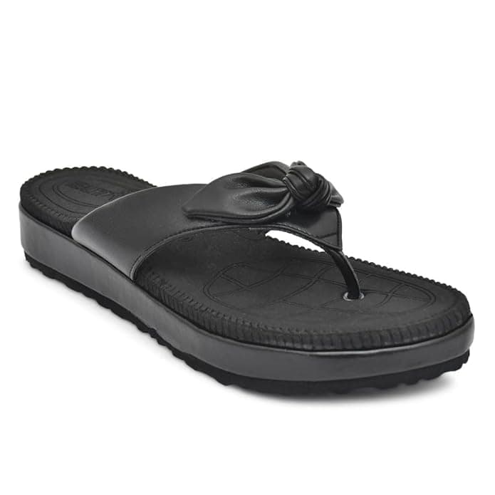 HEALTH FIT Diaorthopedic With Super Extra Soft Ortho Care Anti-Skid Doubleu Flip-Flops For Women Slippers/Doctor Chappal & Footwear HF330 BK 10 UK, Black