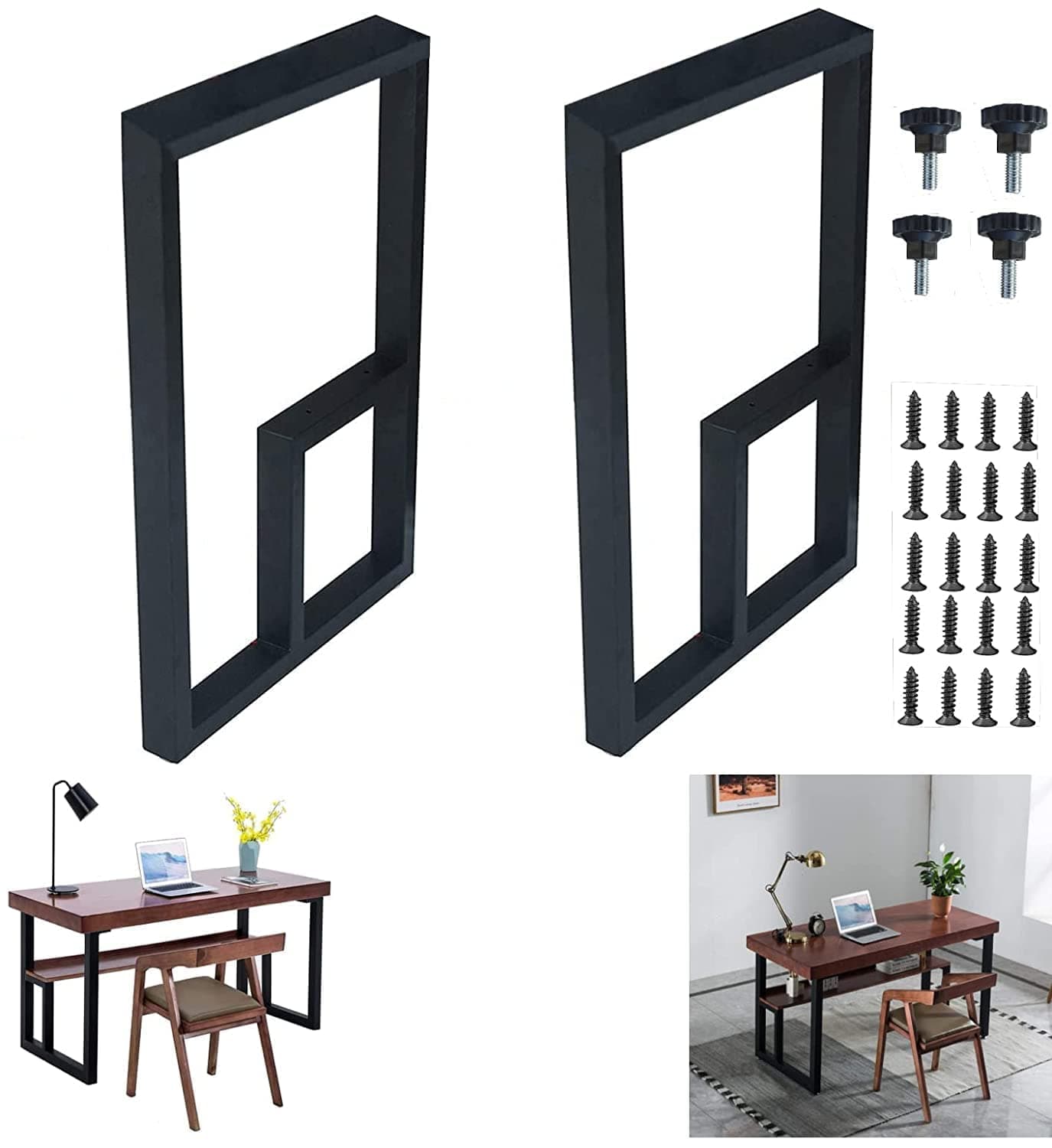 Cartvilla Furniture Metal Legs for Table Dining Table Computer Desk Legs Office Desk Legs for Kitchen Modern Industrial Style D Shape Pack of 2 Black H68 cmW51cm Black