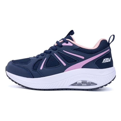 AOV Wide Walking Shoes for Women Arch Support Plantar Fasciitis Tennis Sneakers Wide Toe Box Orthotic Shoes Size 9 PinkBlue