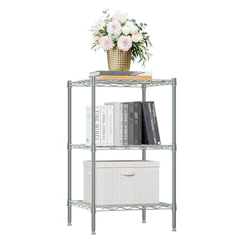 M MZG 750 lbs 3-Shelf Storage Shelves Wire Shelving Unit Standing Metal Rack for Small Places Narrow Wire Rack for Bathroom, Green 13.8 D x 13.8" W x 25.5" H