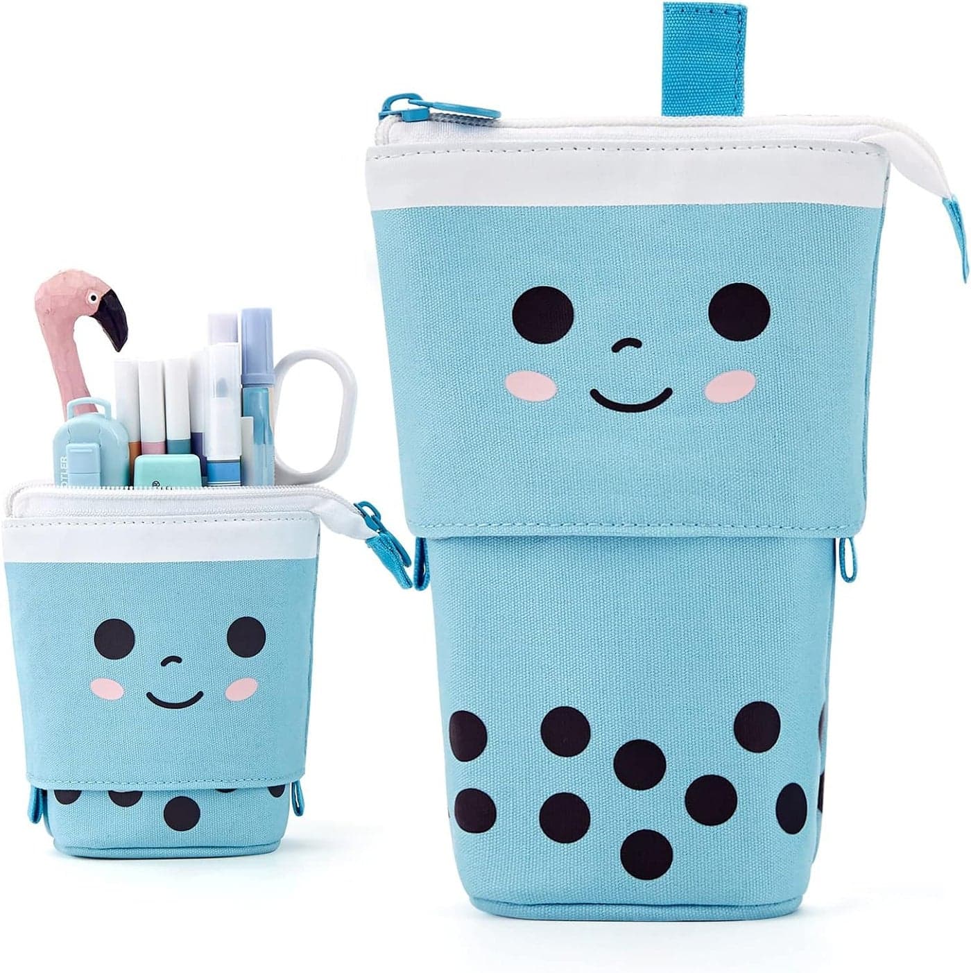 FunBlast Standing Pencil Case, Cute Pencil Pouch for Girls & Boys – Korean Boba Pop Up Stationery, Cosmetic Organizer Box, Pouches for Stationary Boys Kids Women School Students (Blue)