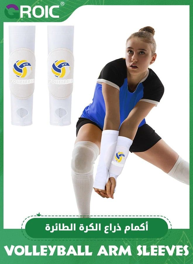 1 Pair Volleyball Arm Guards Arm Sleeves, Volleyball Arm Sleeves Volleyball Pads Forearm Elbow Sleeve Volleyball Train Accessories with Protection Pad Thumb Hole for Kids Adults