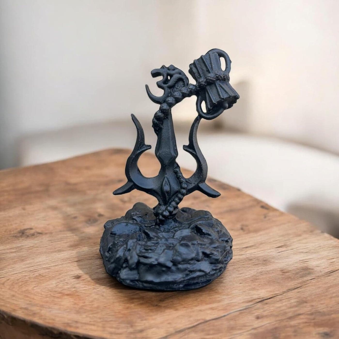KHAMMA GHANNI Handicraft Cold Cast Resin 4 Inches Shiva Trishul for Car Dasbhoard II Office Desk II Puja II Showpiece II Decorative II Students Gift II Mahadeva Trishul II Teachers Gift