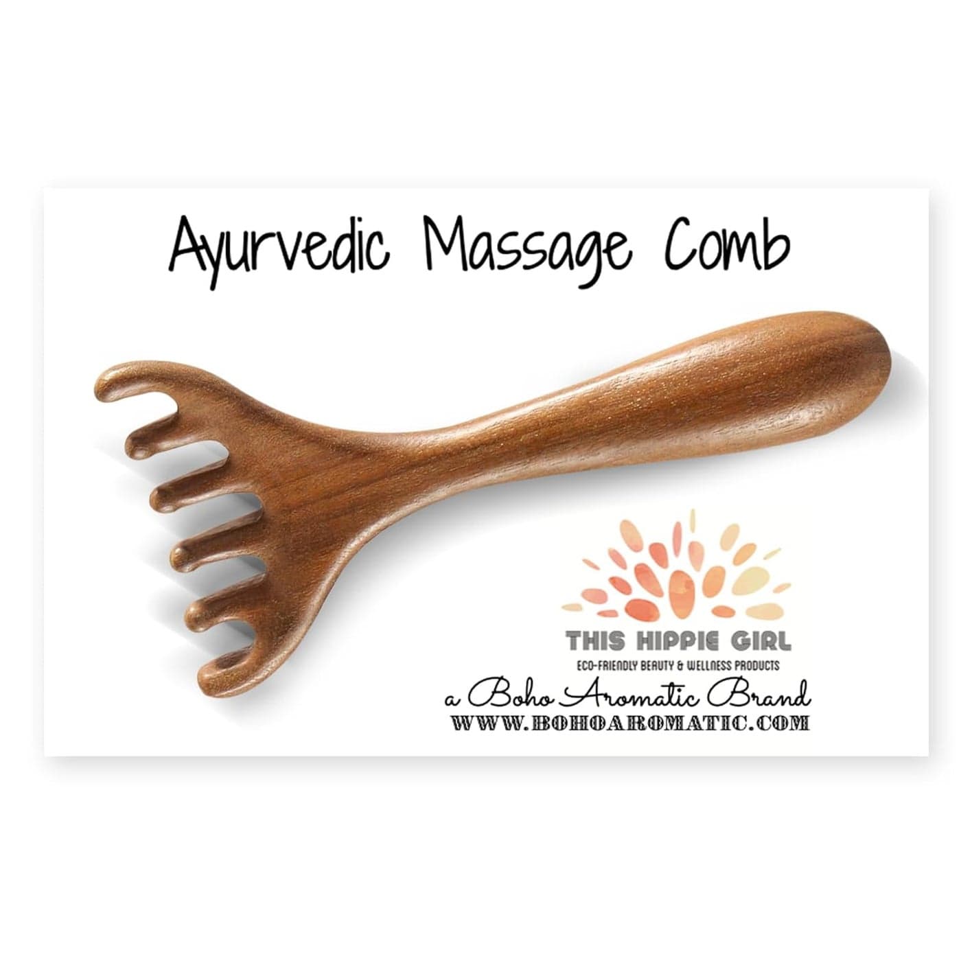 THIS HIPPIE GIRL Ayurvedic Meridian Massage Comb Wood Massage Comb for Head Scalp and Neck Gua Sha Sandalwood Comb for Scalp Massage Essential Oil Massager for Womens Hair and face