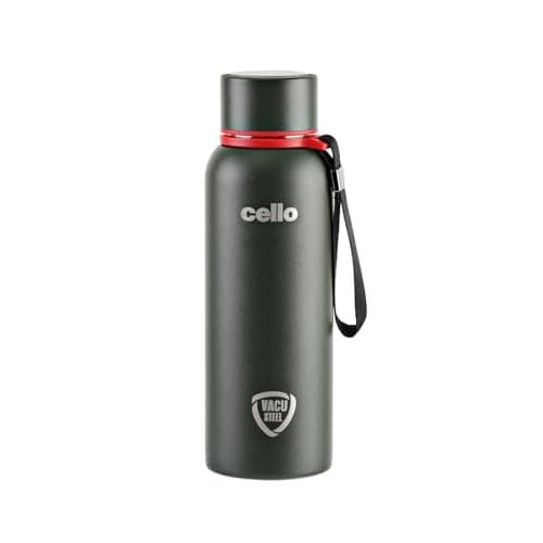 CELLO Duro Kent Insulated Stainless Steel Flask Water Bottle For Daily Use 900 ml, Military Green | Double Wall Vacuum Insulated 24 Hours Hot & Cold Thermos Water Bottle For Office School Gym & Travel