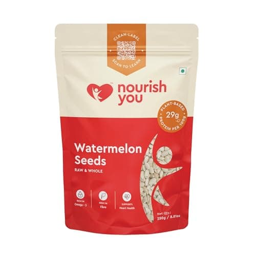 Nourish You Raw watermelon seeds 250 gm - | High in Protein Seeds | Raw Watermelon Seeds for Eating | Tarbooj Beej | Magaj Seeds | Non - GMO | Nutrients Rich | Source of Antioxidants | Fiber Rich |
